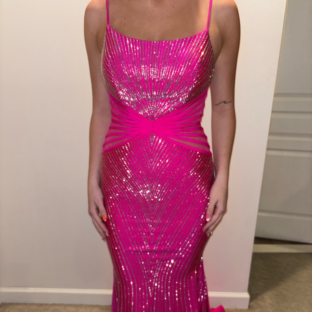 Elegant Pink Sequin prom dress